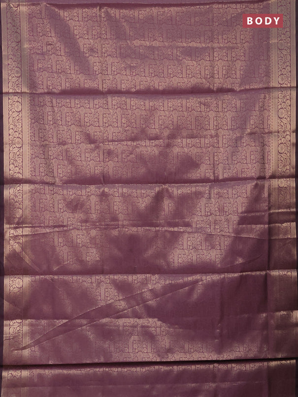 Semi soft silk saree mild purple with allover zari woven brocade weaves -Without blouse