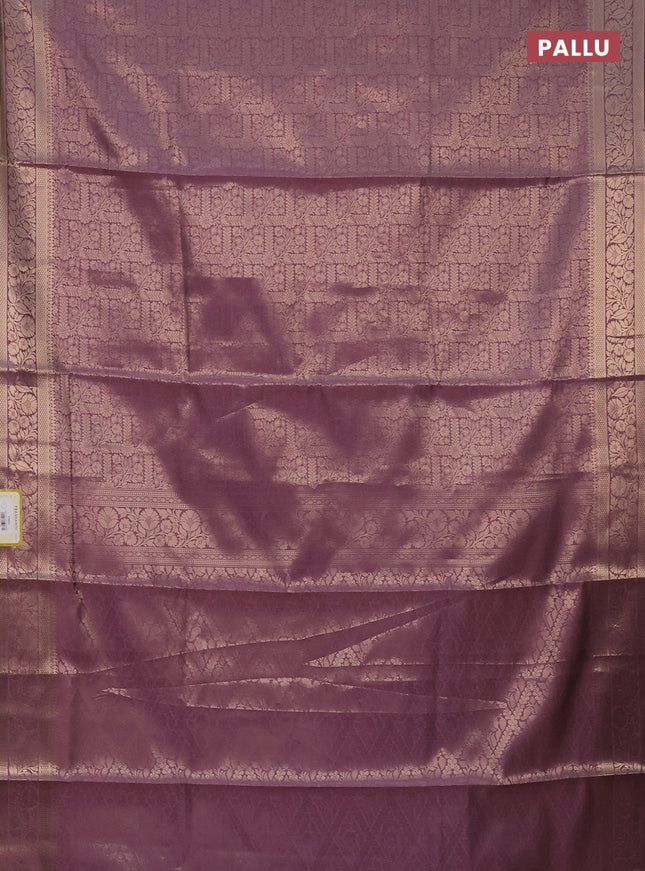 Semi soft silk saree mild purple with allover zari woven brocade weaves -Without blouse