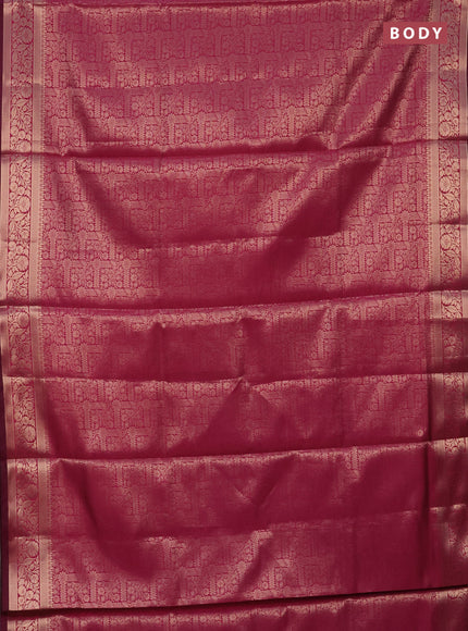 Semi soft silk saree magenta pink with allover zari woven brocade weaves -Without blouse