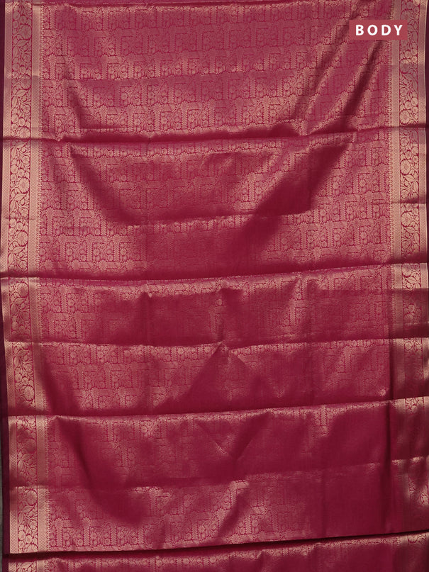 Semi soft silk saree magenta pink with allover zari woven brocade weaves -Without blouse