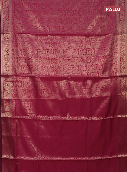 Semi soft silk saree magenta pink with allover zari woven brocade weaves -Without blouse