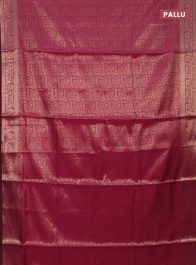Semi soft silk saree magenta pink with allover zari woven brocade weaves -Without blouse