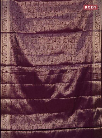 Semi soft silk saree deep purple with allover zari woven brocade weaves -Without blouse
