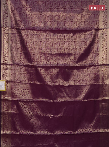 Semi soft silk saree deep purple with allover zari woven brocade weaves -Without blouse