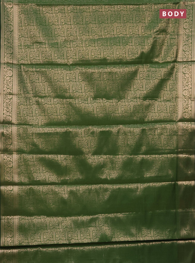 Semi soft silk saree green with allover zari woven brocade weaves -Without blouse