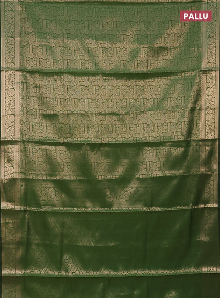 Semi soft silk saree green with allover zari woven brocade weaves -Without blouse