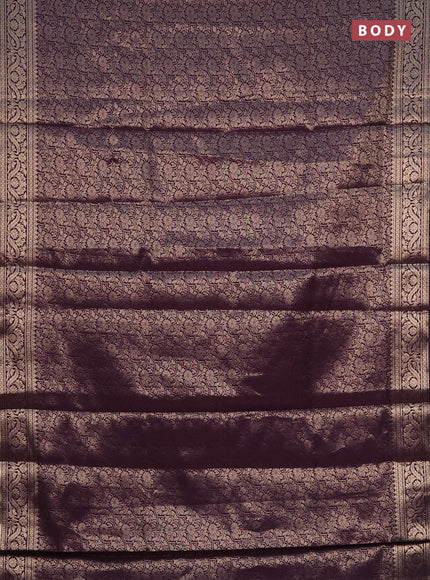 Semi soft silk saree deep purple with allover zari woven brocade weaves -Without blouse