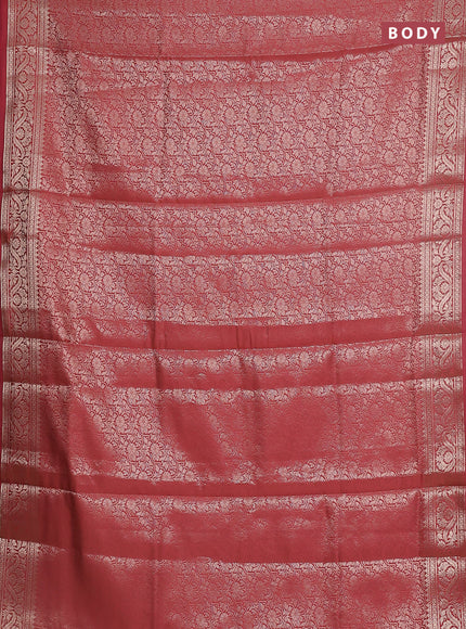 Semi soft silk saree peach orange with allover zari woven brocade weaves -Without blouse