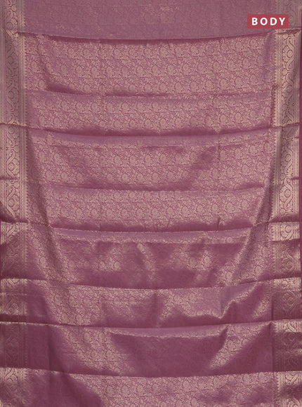 Semi soft silk saree mild purple with allover zari woven brocade weaves -Without blouse