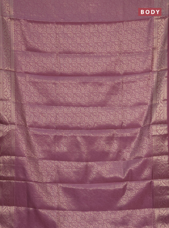 Semi soft silk saree mild purple with allover zari woven brocade weaves -Without blouse