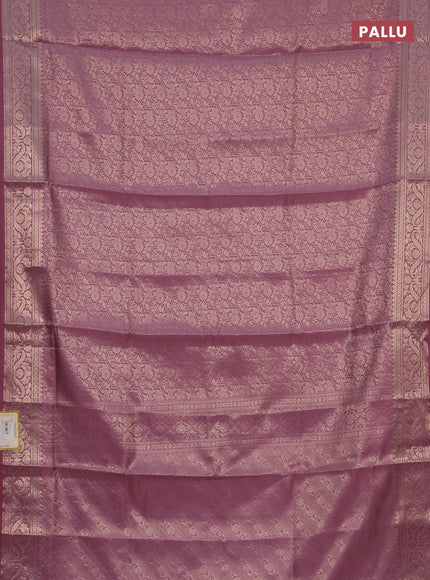 Semi soft silk saree mild purple with allover zari woven brocade weaves -Without blouse