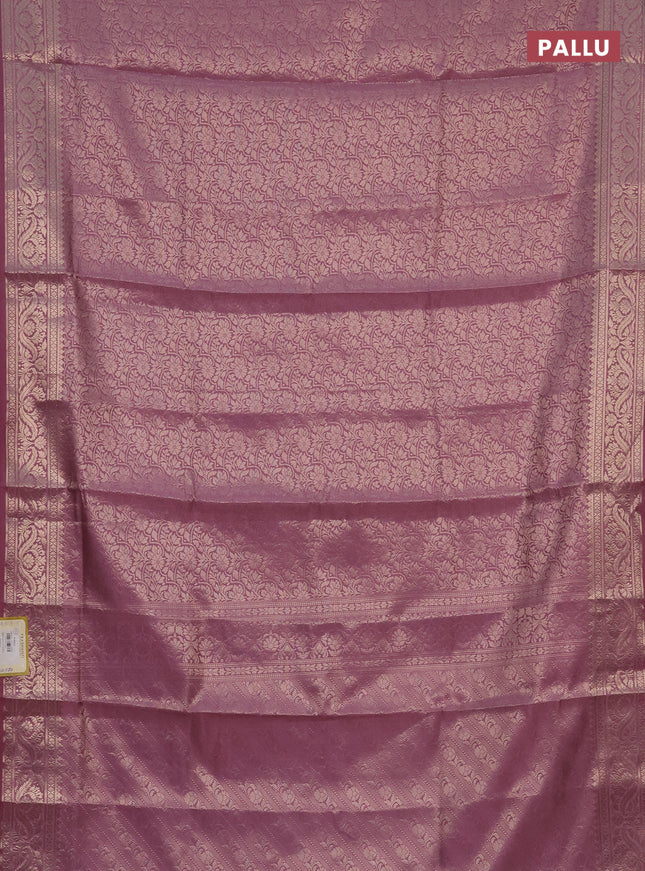Semi soft silk saree mild purple with allover zari woven brocade weaves -Without blouse