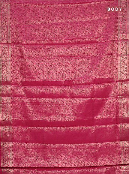 Semi soft silk saree pink with allover zari woven brocade weaves -Without blouse