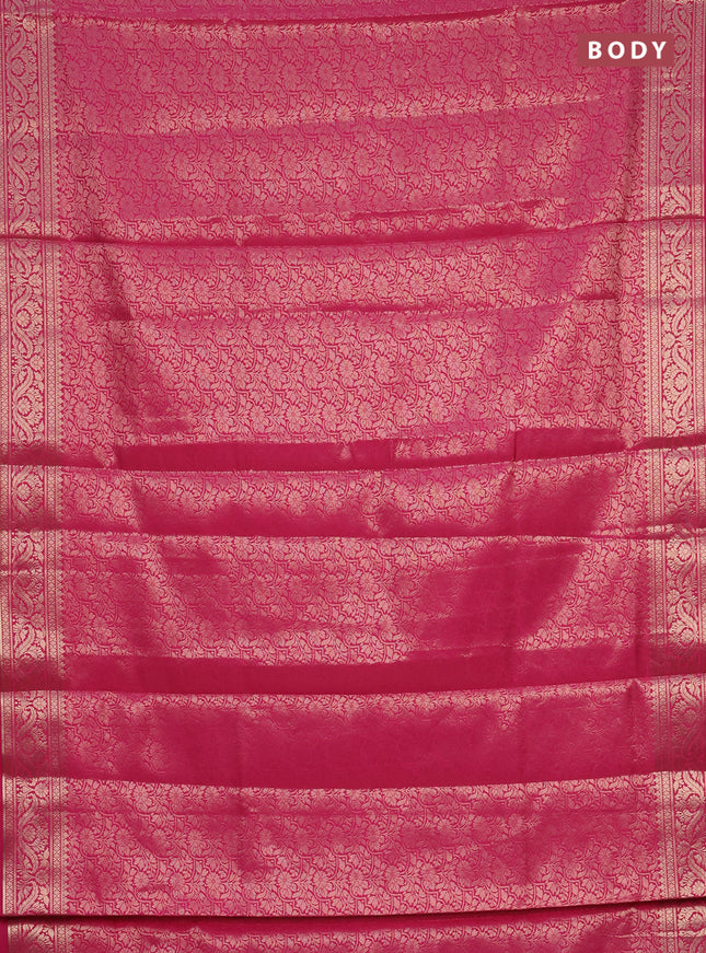 Semi soft silk saree pink with allover zari woven brocade weaves -Without blouse