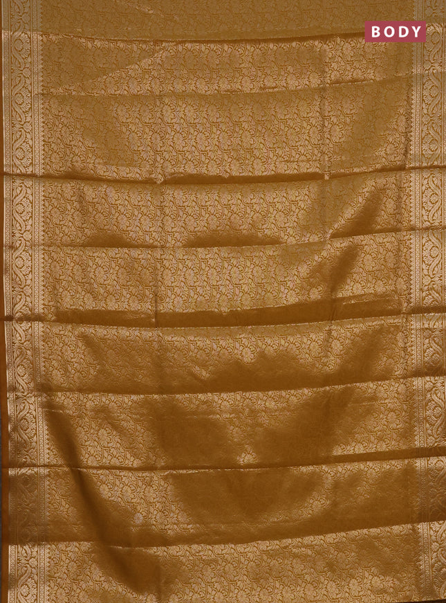 Semi soft silk saree mustard yellow with allover zari woven brocade weaves -Without blouse