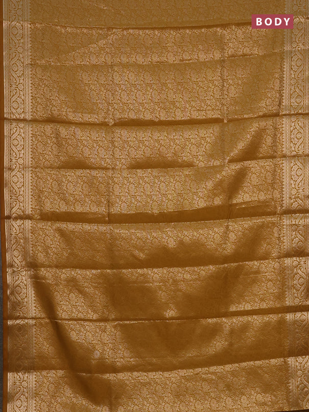 Semi soft silk saree mustard yellow with allover zari woven brocade weaves -Without blouse