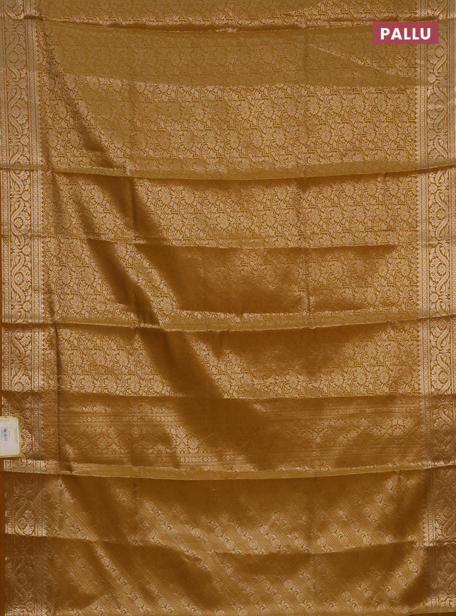 Semi soft silk saree mustard yellow with allover zari woven brocade weaves -Without blouse