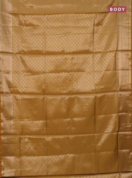 Semi soft silk saree mustard yellow with allover zari woven brocade weaves -Without blouse