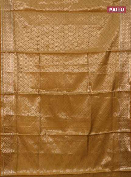 Semi soft silk saree mustard yellow with allover zari woven brocade weaves -Without blouse