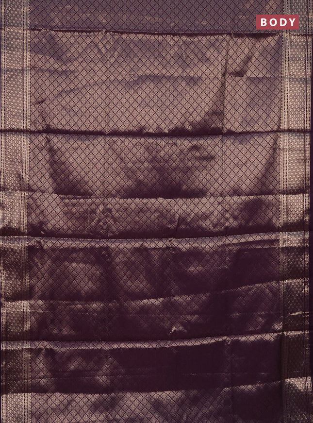 Semi soft silk saree deep violet with allover zari woven brocade weaves -Without blouse