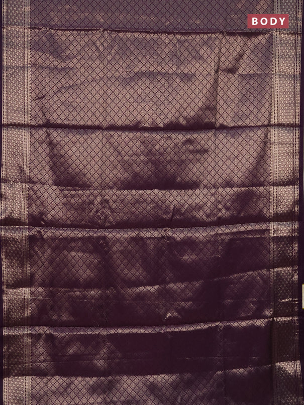 Semi soft silk saree deep violet with allover zari woven brocade weaves -Without blouse