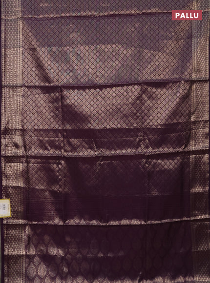 Semi soft silk saree deep violet with allover zari woven brocade weaves -Without blouse
