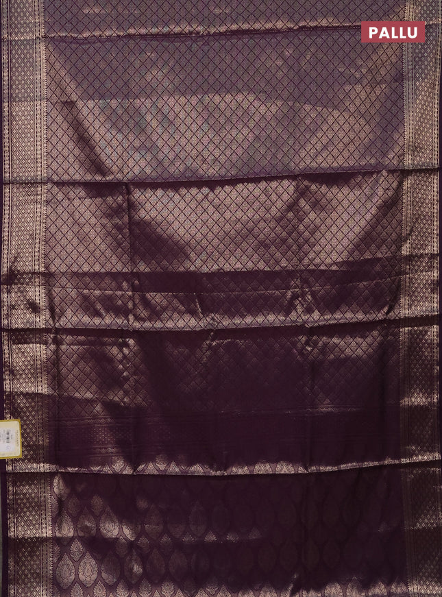 Semi soft silk saree deep violet with allover zari woven brocade weaves -Without blouse