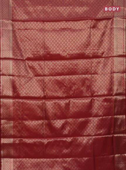 Semi soft silk saree maroon with allover zari woven brocade weaves -Without blouse
