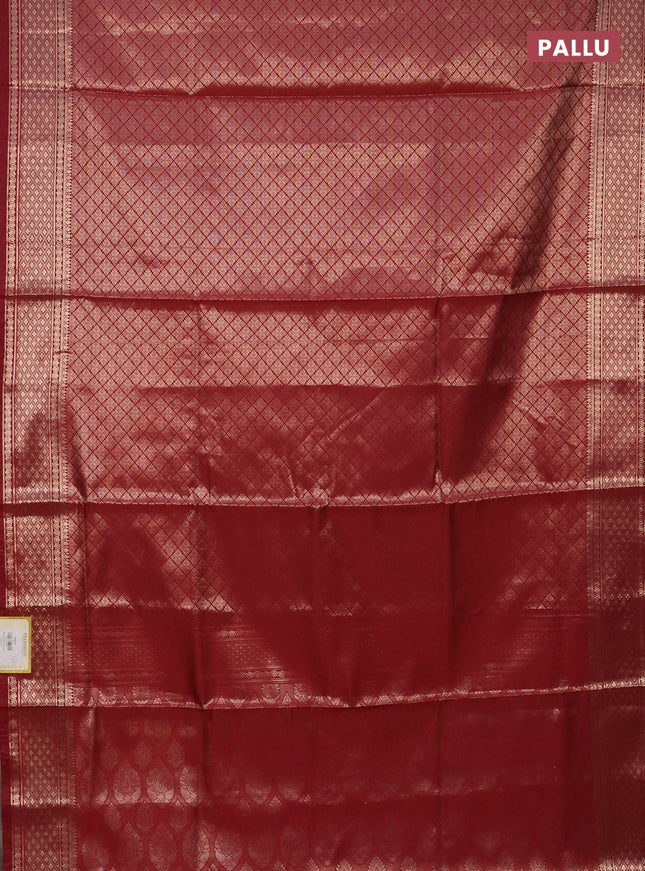 Semi soft silk saree maroon with allover zari woven brocade weaves -Without blouse