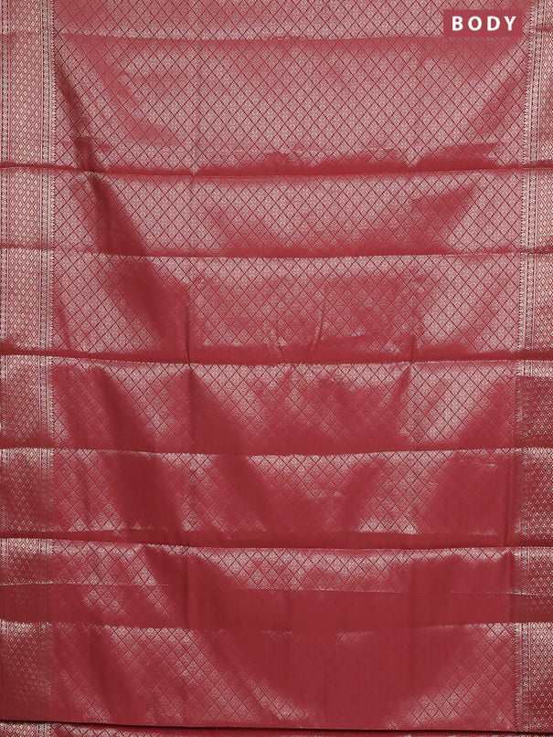 Semi soft silk saree rust shade with allover zari woven brocade weaves -Without blouse