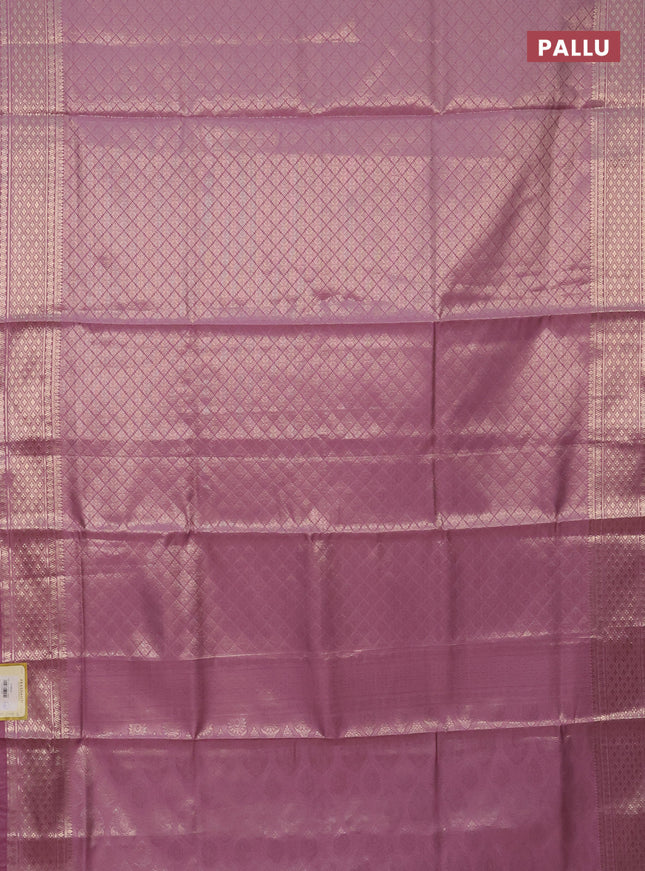 Semi soft silk saree mild purple with allover zari woven brocade weaves -Without blouse