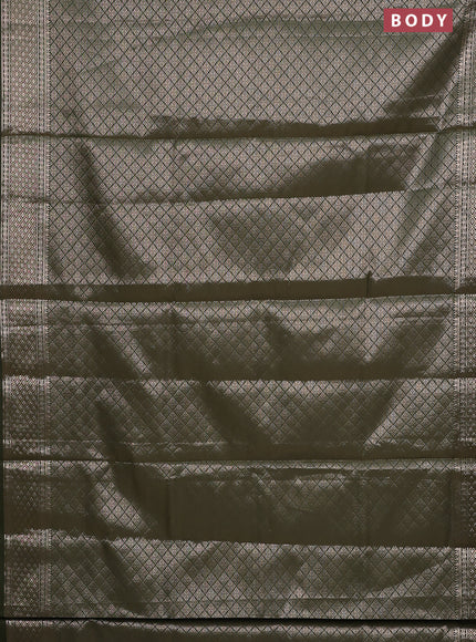 Semi soft silk saree sap green with allover zari woven brocade weaves -Without blouse