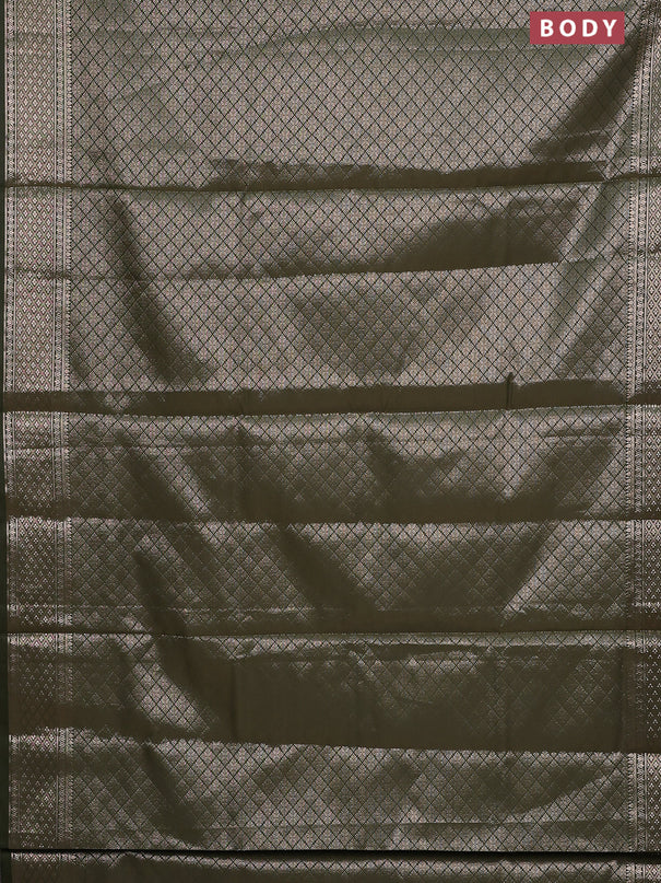 Semi soft silk saree sap green with allover zari woven brocade weaves -Without blouse