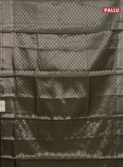 Semi soft silk saree sap green with allover zari woven brocade weaves -Without blouse