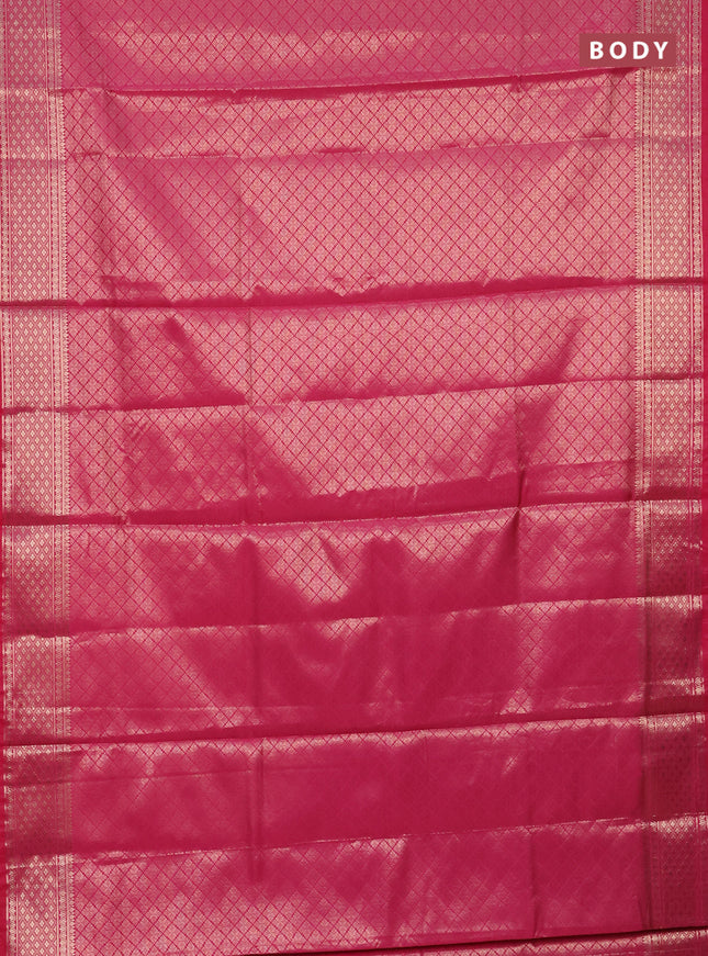 Semi soft silk saree pink with allover zari woven brocade weaves -Without blouse