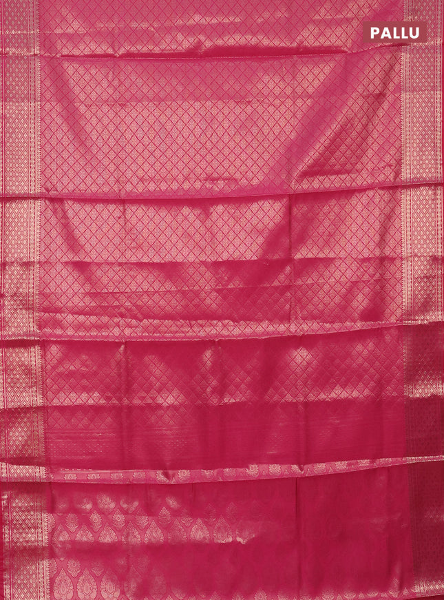 Semi soft silk saree pink with allover zari woven brocade weaves -Without blouse
