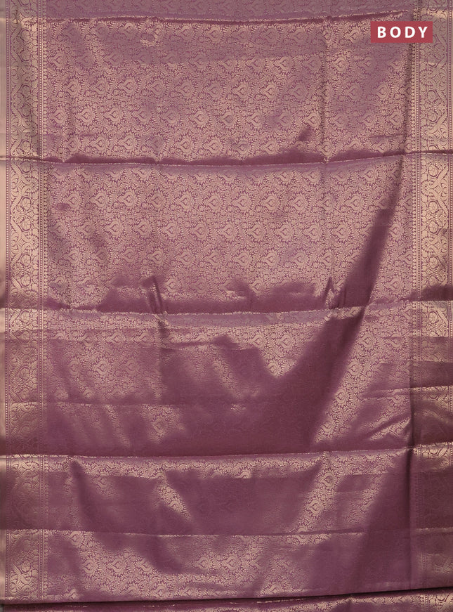 Semi soft silk saree mild purple with allover zari woven brocade weaves -Without blouse