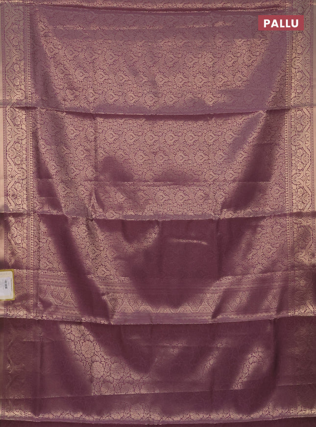 Semi soft silk saree mild purple with allover zari woven brocade weaves -Without blouse