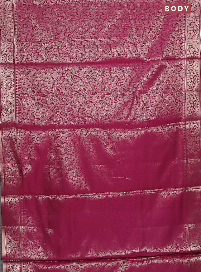Semi soft silk saree pink with allover zari woven brocade weaves -Without blouse