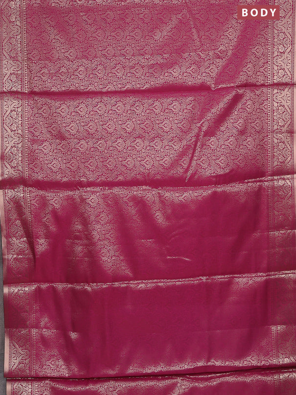 Semi soft silk saree pink with allover zari woven brocade weaves -Without blouse
