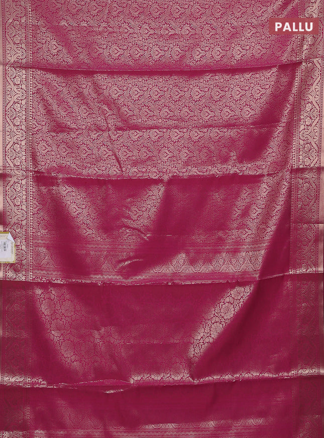 Semi soft silk saree pink with allover zari woven brocade weaves -Without blouse