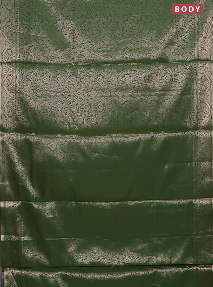 Semi soft silk saree sap green with allover zari woven brocade weaves -Without blouse