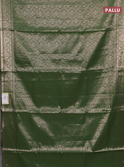 Semi soft silk saree sap green with allover zari woven brocade weaves -Without blouse