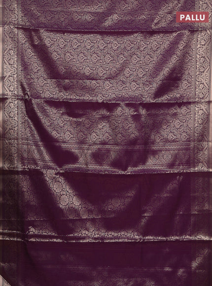 Semi soft silk saree deep purple with allover zari woven brocade weaves -Without blouse