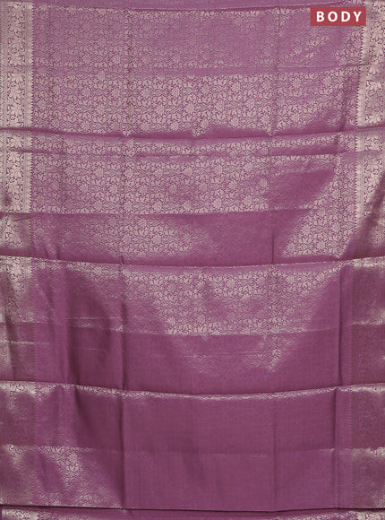 Semi soft silk saree mild purple with allover zari woven brocade weaves -Without blouse