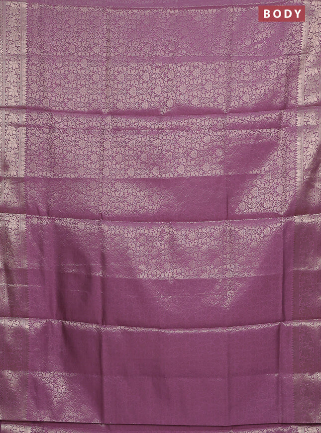 Semi soft silk saree mild purple with allover zari woven brocade weaves -Without blouse