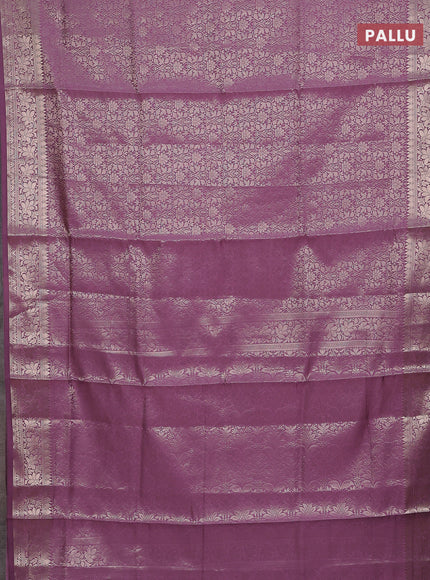 Semi soft silk saree mild purple with allover zari woven brocade weaves -Without blouse