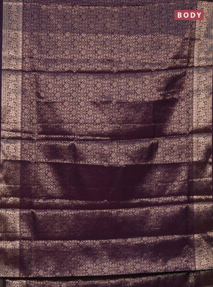 Semi soft silk saree deep purple with allover zari woven brocade weaves -Without blouse