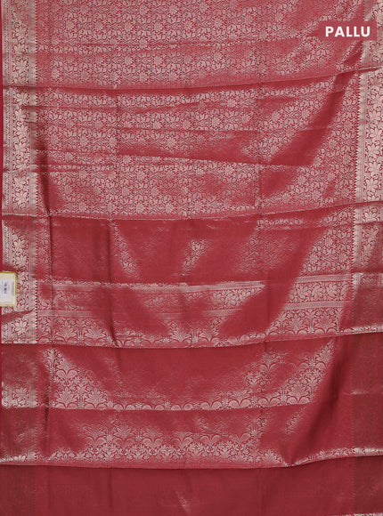 Semi soft silk saree peach shade with allover zari woven brocade weaves -Without blouse