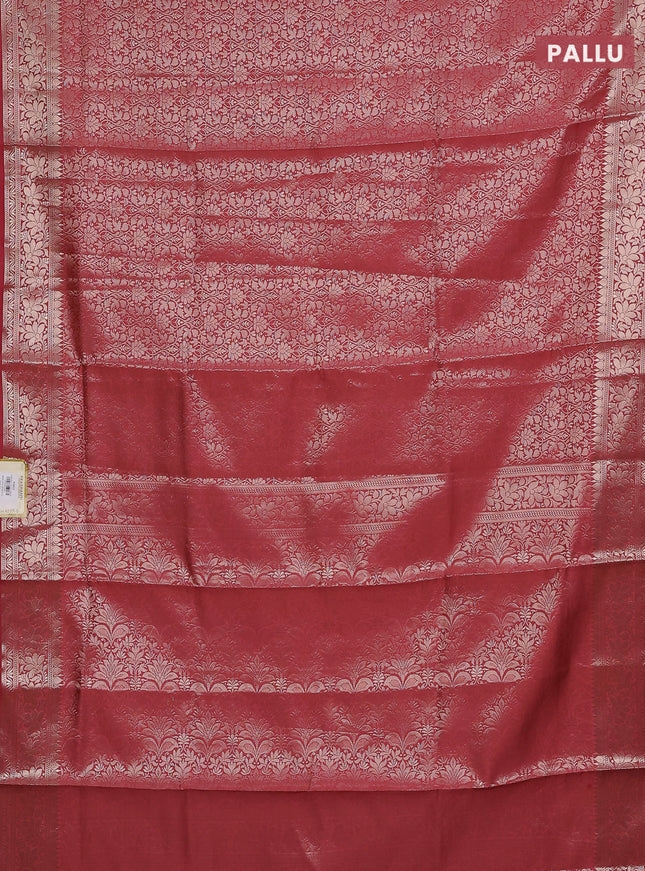 Semi soft silk saree peach shade with allover zari woven brocade weaves -Without blouse